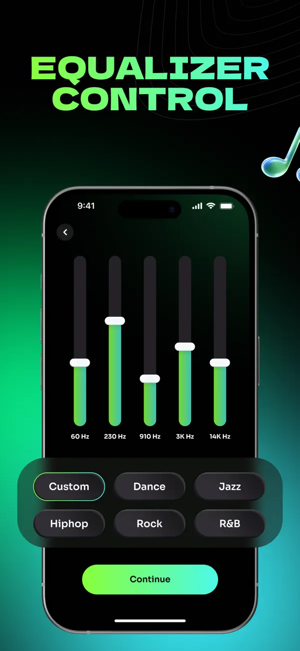 Audio equalizer controls on iPhone